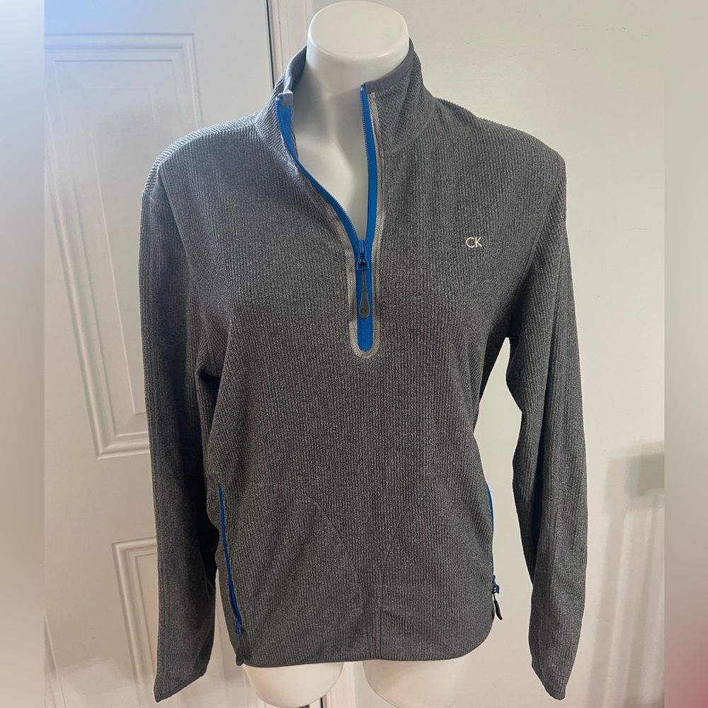 Calvin Klein golf Gray and Blue Quarter-Zip Sweatshirt